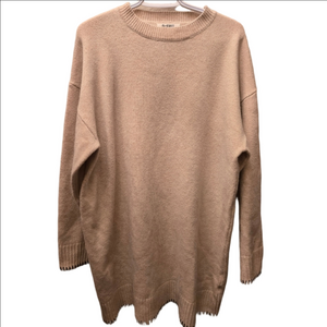 4th + Reckless Beige Oversized Knit Sweater | Contrast Stitch Hem | Size L